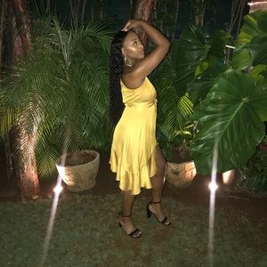 Express  mustard wrap dress